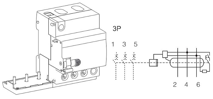 Noark 100574 Ex9LE 30mA 3P 63A Chráničový modul pro Ex9B, 3pól, In=63A, IDn=30mA